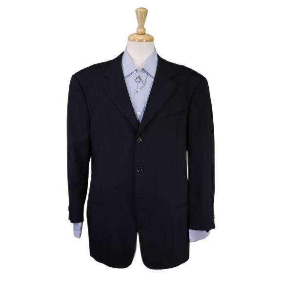 Armani Collezioni Men's Solid Black 3-Btn Wool Blazer Jacket 44S - Picture 1 of 8